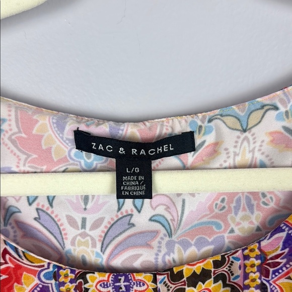 Zac & Rachel Multicoloured Hankerchief Relaxed Sleeveless Blouse Size Large - Picture 3 of 11